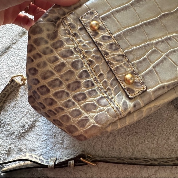 Dooney and Bourke Satchel Bag croc embossed reptile gray cream leather - Picture 13 of 14